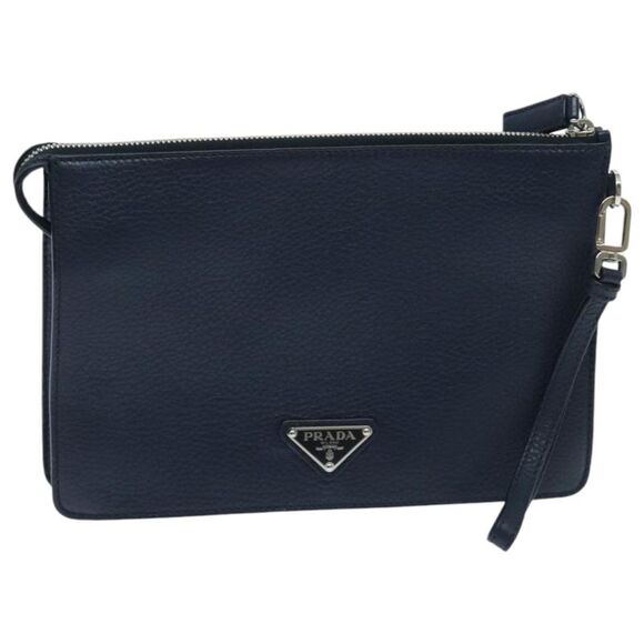Prada Vitello Navy Leather Clutch Bag (Pre-Owned) - Picture 16 of 16